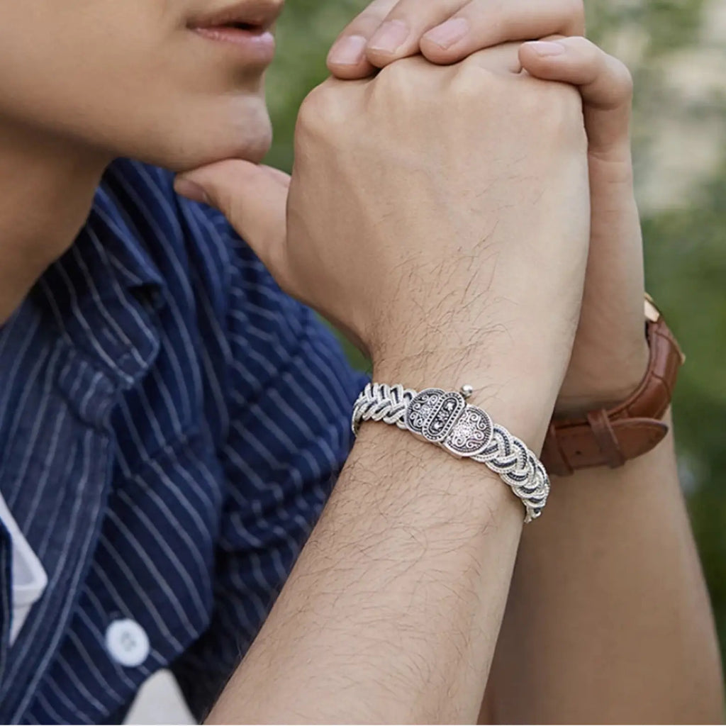 Sterling Silver Vintage Woven Bracelet